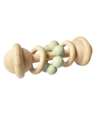 OB Designs Eco-Friendly Rattle|Organic Beechwood Silicone Toy-Sage