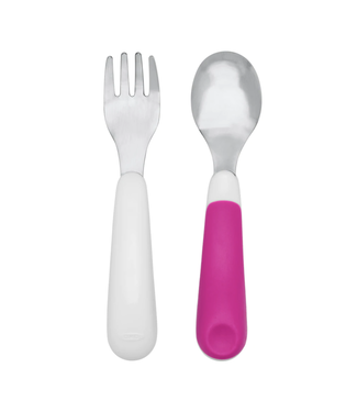 OXO Tot On the Go Fork And Spoon Set-Pink