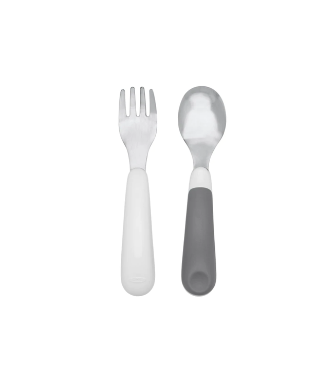 OXO Tot On the Go Fork And Spoon Set-Grey