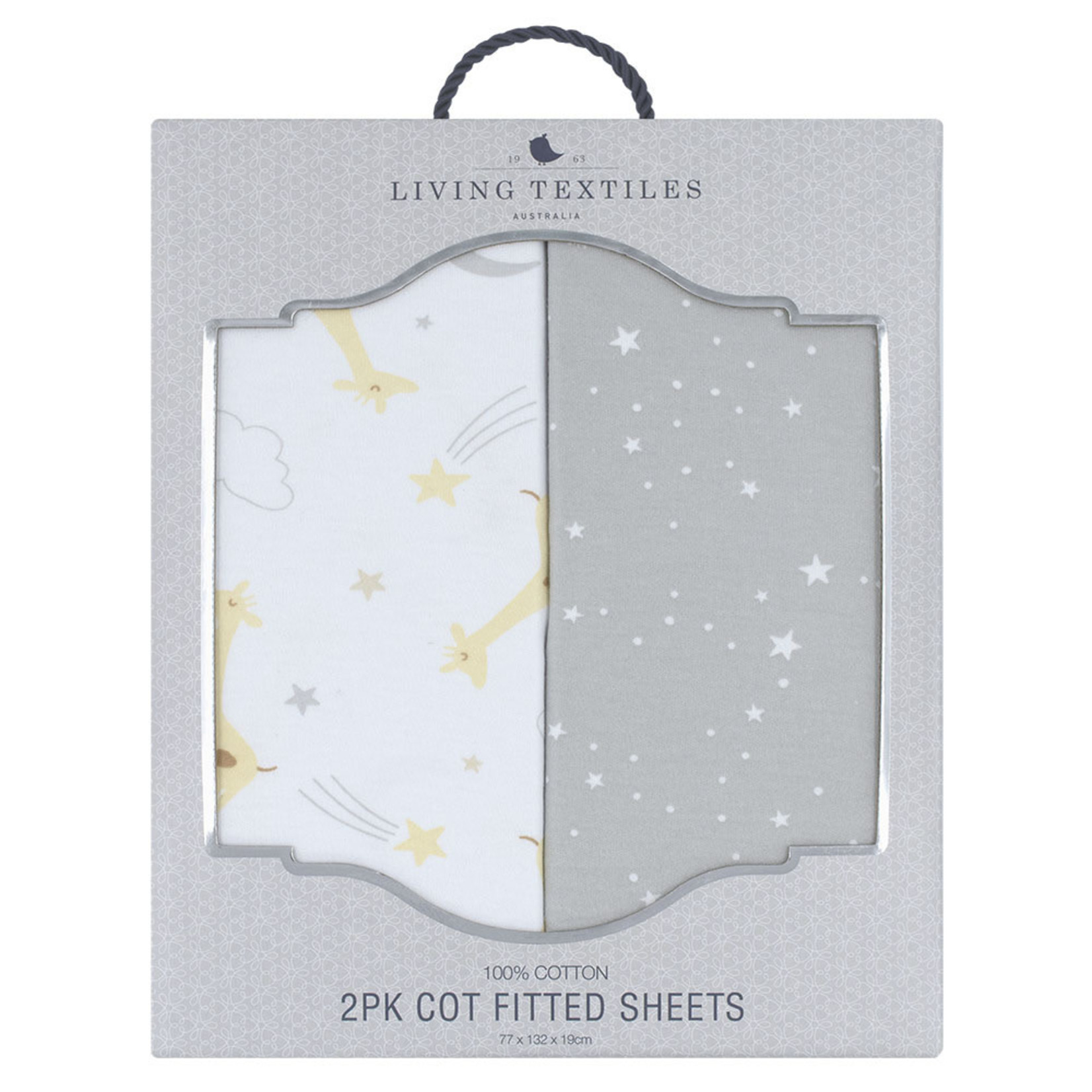 Living Textiles 2-pack Jersey Cot Fitted Sheet Noah/Stars
