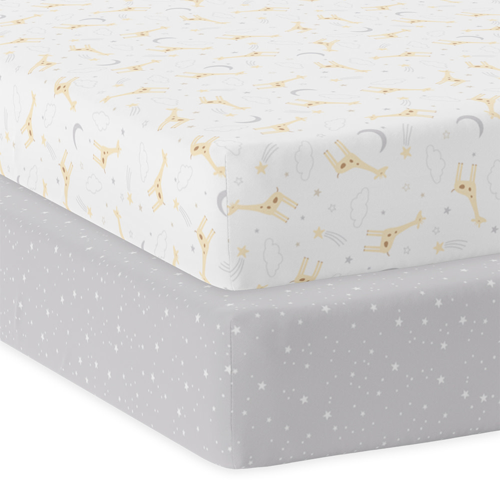 Living Textiles 2-pack Jersey Cot Fitted Sheet Noah/Stars