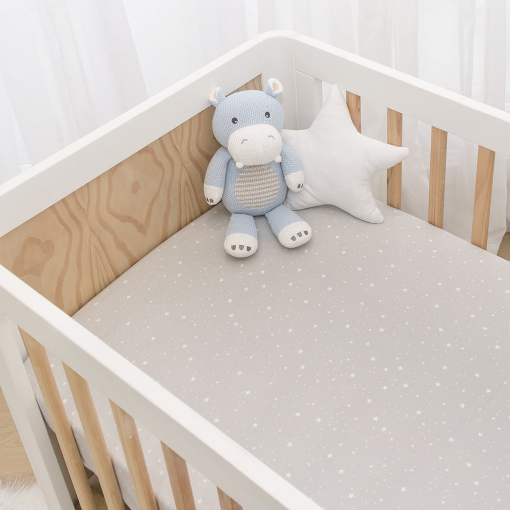 Living Textiles 2-pack Jersey Cot Fitted Sheet Noah/Stars