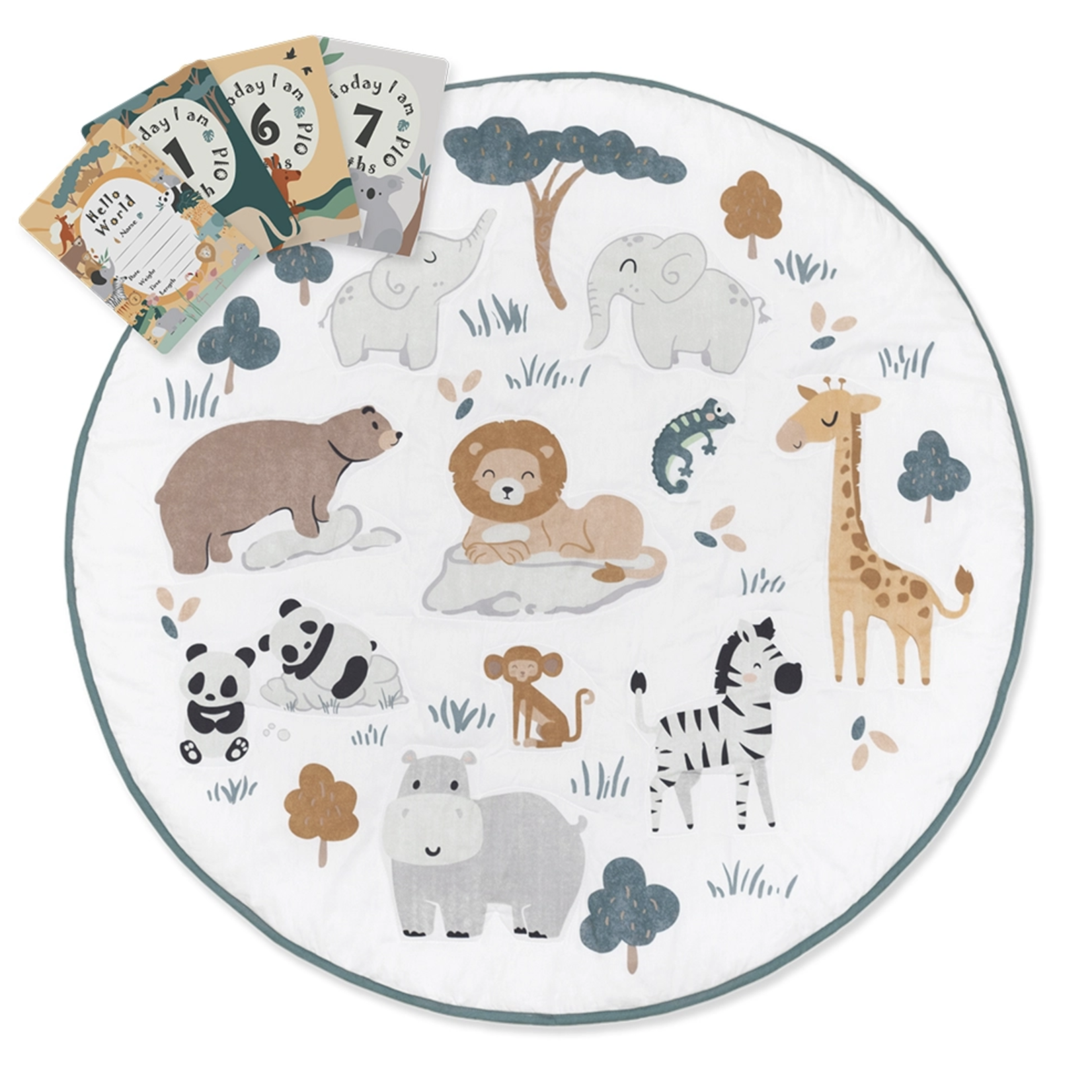 Living Textiles Playmat with Milestone Cards - Day at the Zoo