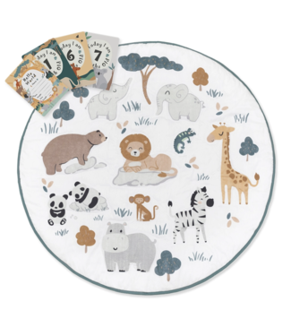 Living Textiles Playmat with Milestone Cards - Day at the Zoo