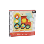 Petit Collage Busy Trains Wooden Twist Puzzle