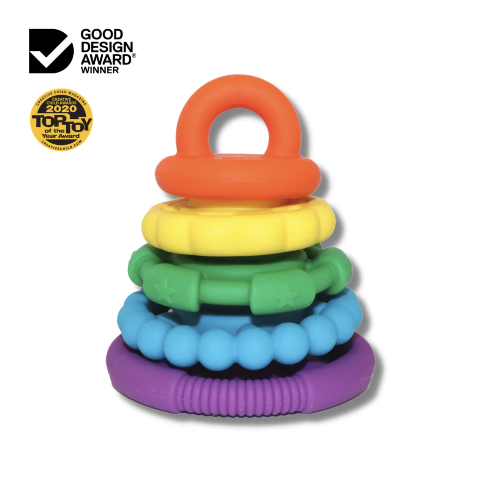 Jellystone Designs Rainbow Stacker and Teether Toy-Rainbow Bright