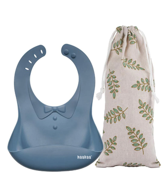 Haakaa Silicone Baby Bib-Cobalt 1 x Cotton Storage Bag