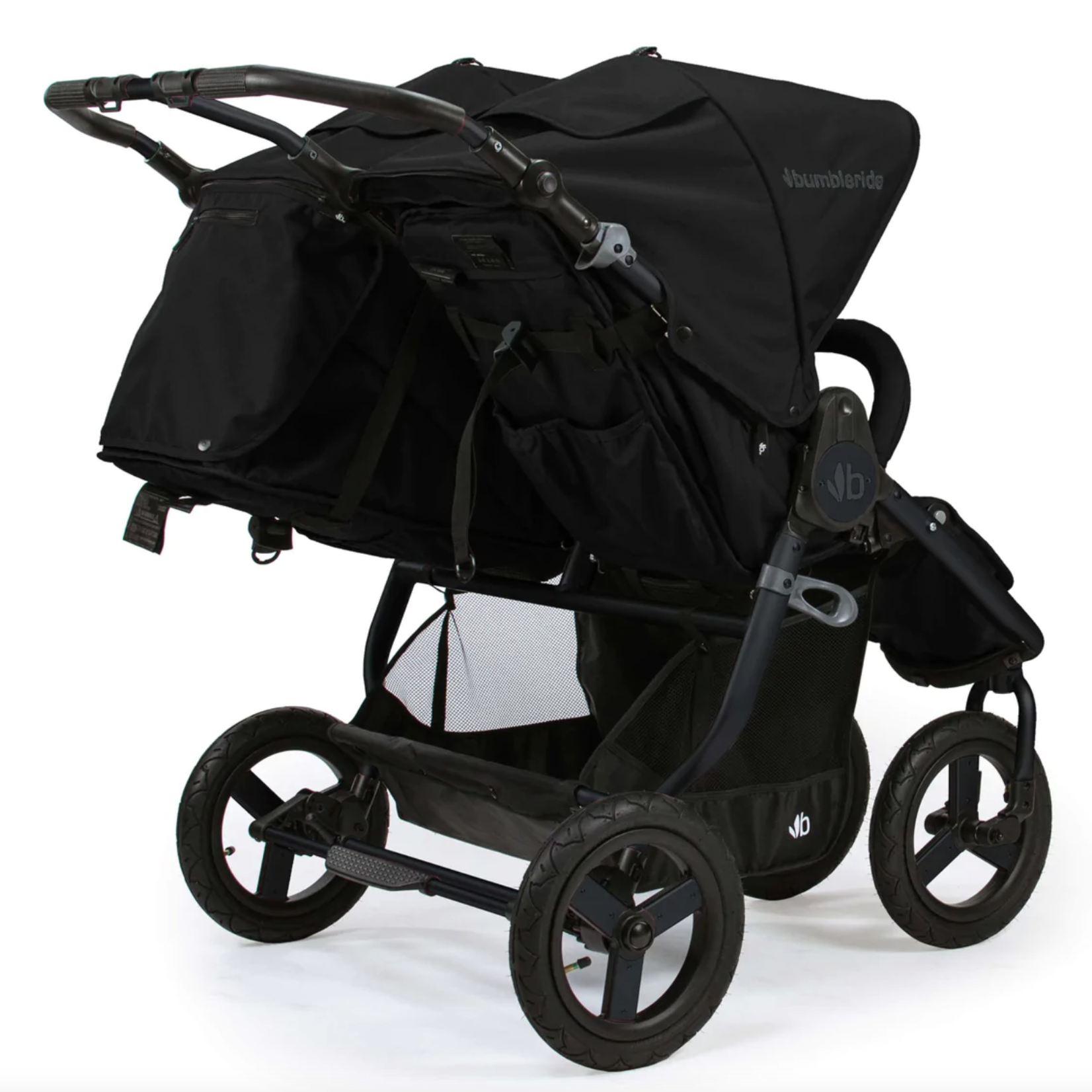 Bumbleride Indie Twin Stroller-Black with Matt Black Frame