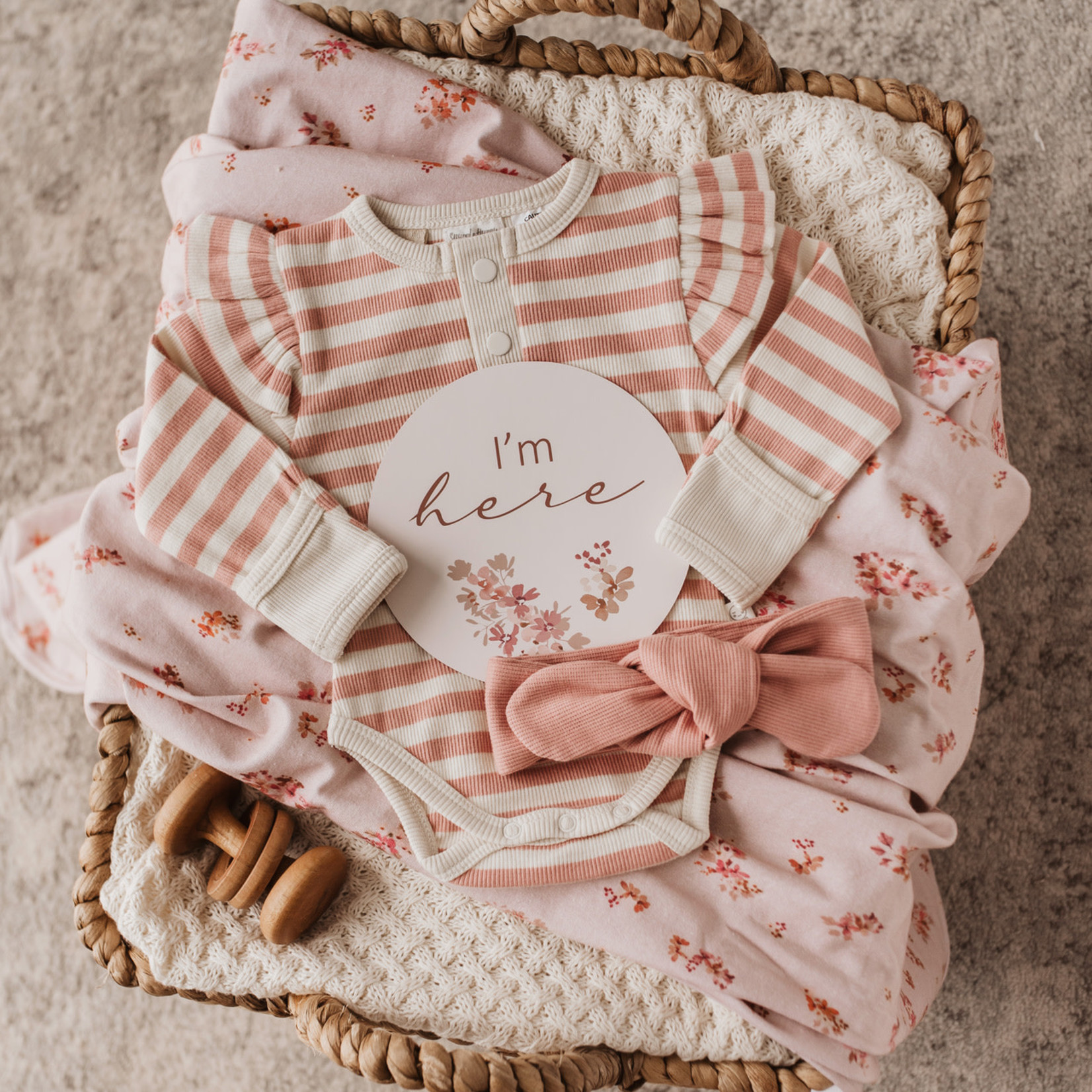 Snuggle Hunny Baby Jersey Wrap & Topknot Set-Esther