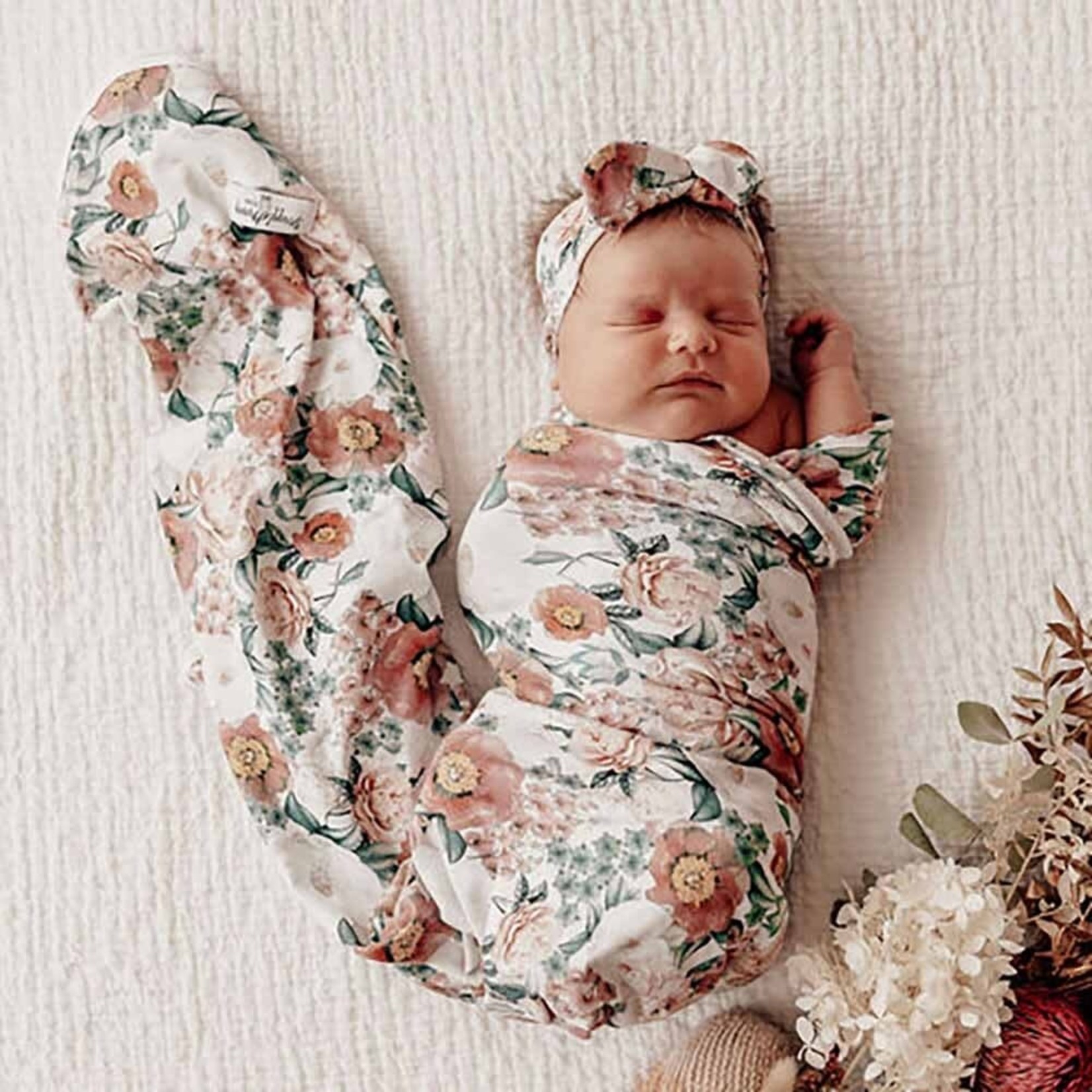 Snuggle Hunny Baby Jersey Wrap & Topknot Set-Florence