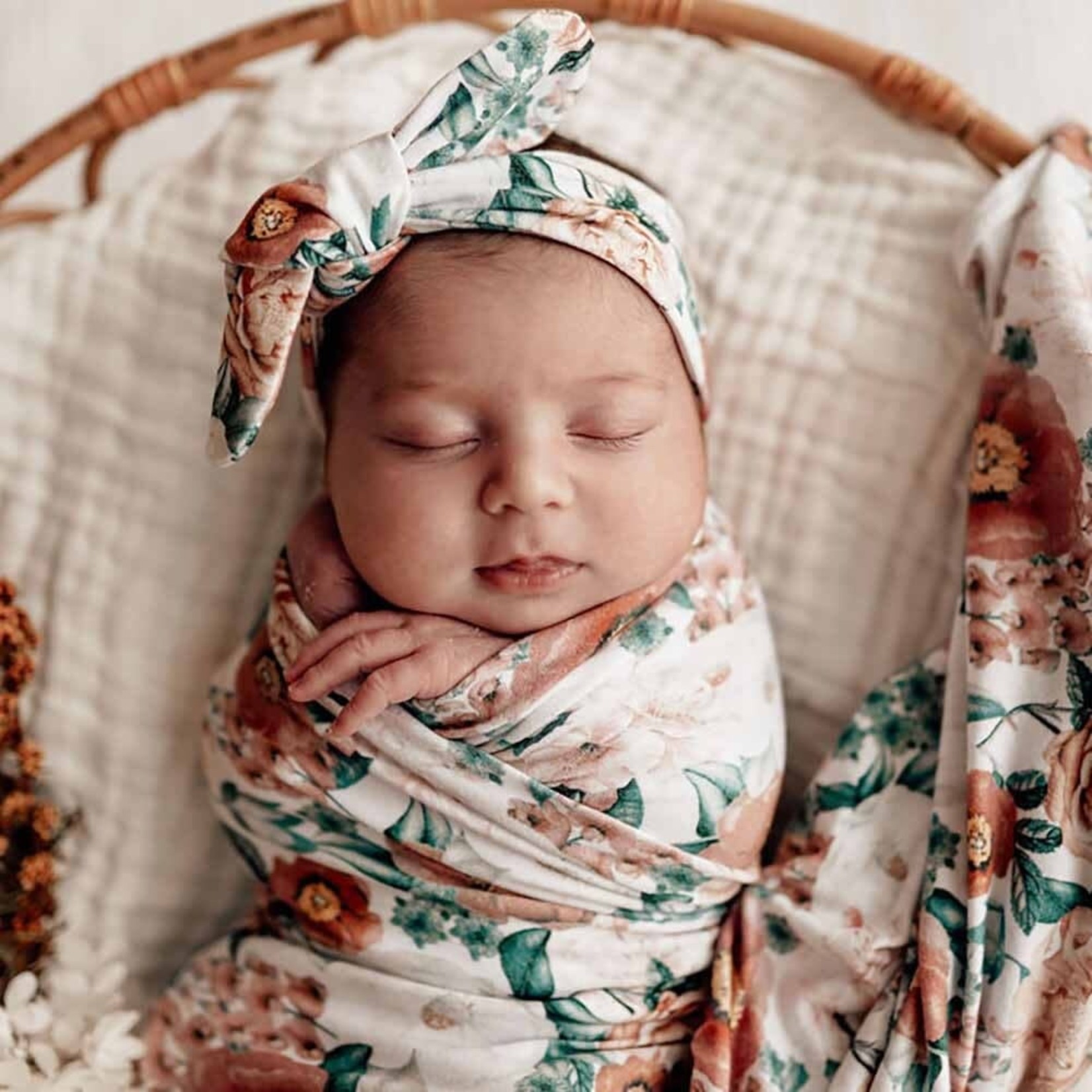 Snuggle Hunny Baby Jersey Wrap & Topknot Set-Florence