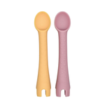 Little Woods SILICONE BABY UTENSILS | FIRST TENSILS | 2 PACK Dusty Pink/Daffodil