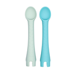 Little Woods SILICONE BABY UTENSILS | FIRST TENSILS | 2 PACK Duck Egg Blue/Sage