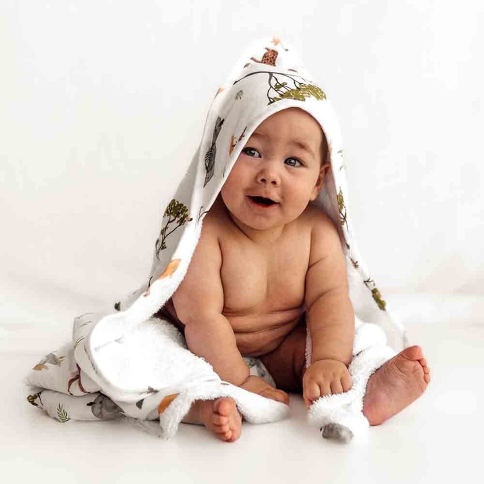Snuggle Hunny Organic Hooded Baby Towel-Safari