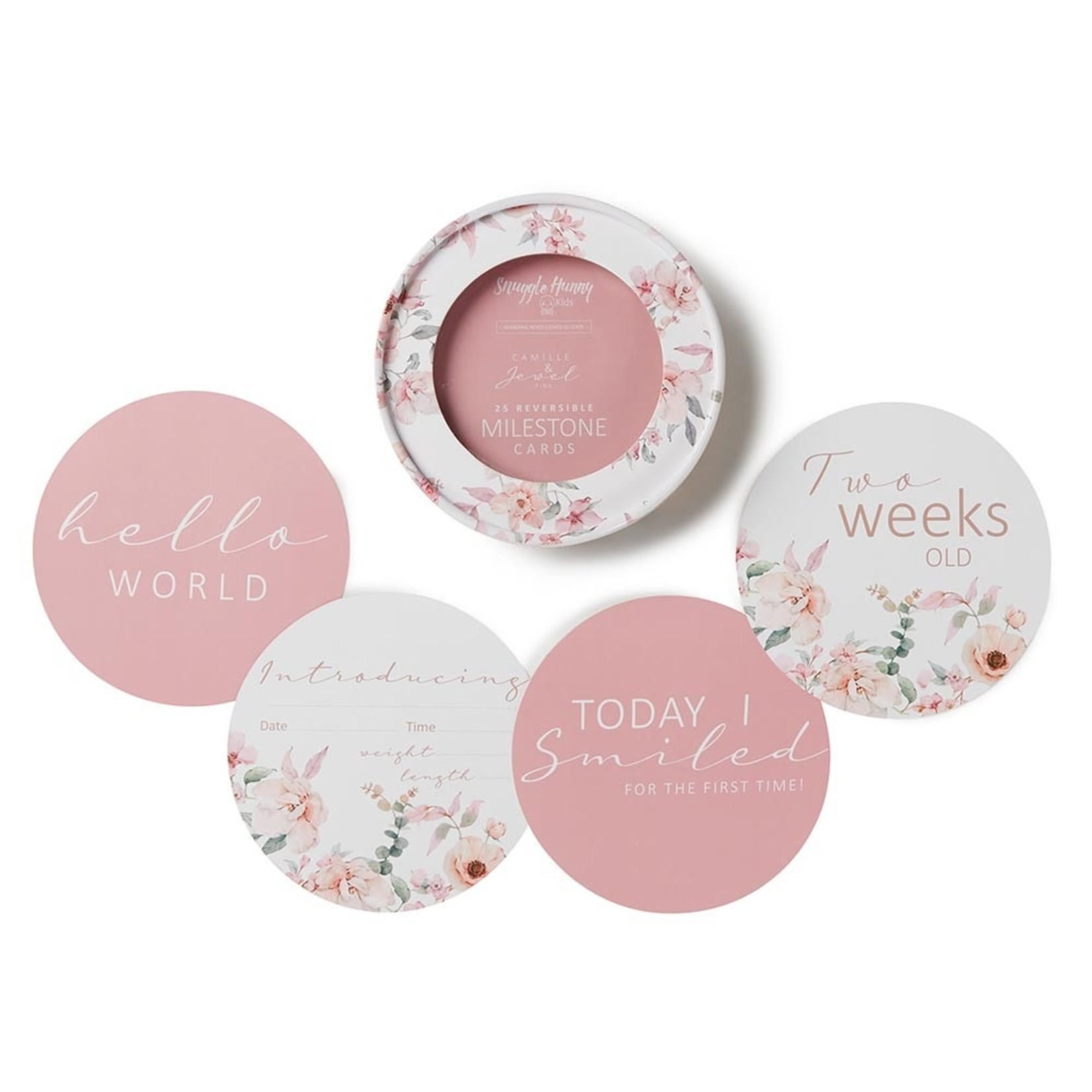 Snuggle Hunny Reversible Milestone Cards-Camille & Jewel Pink