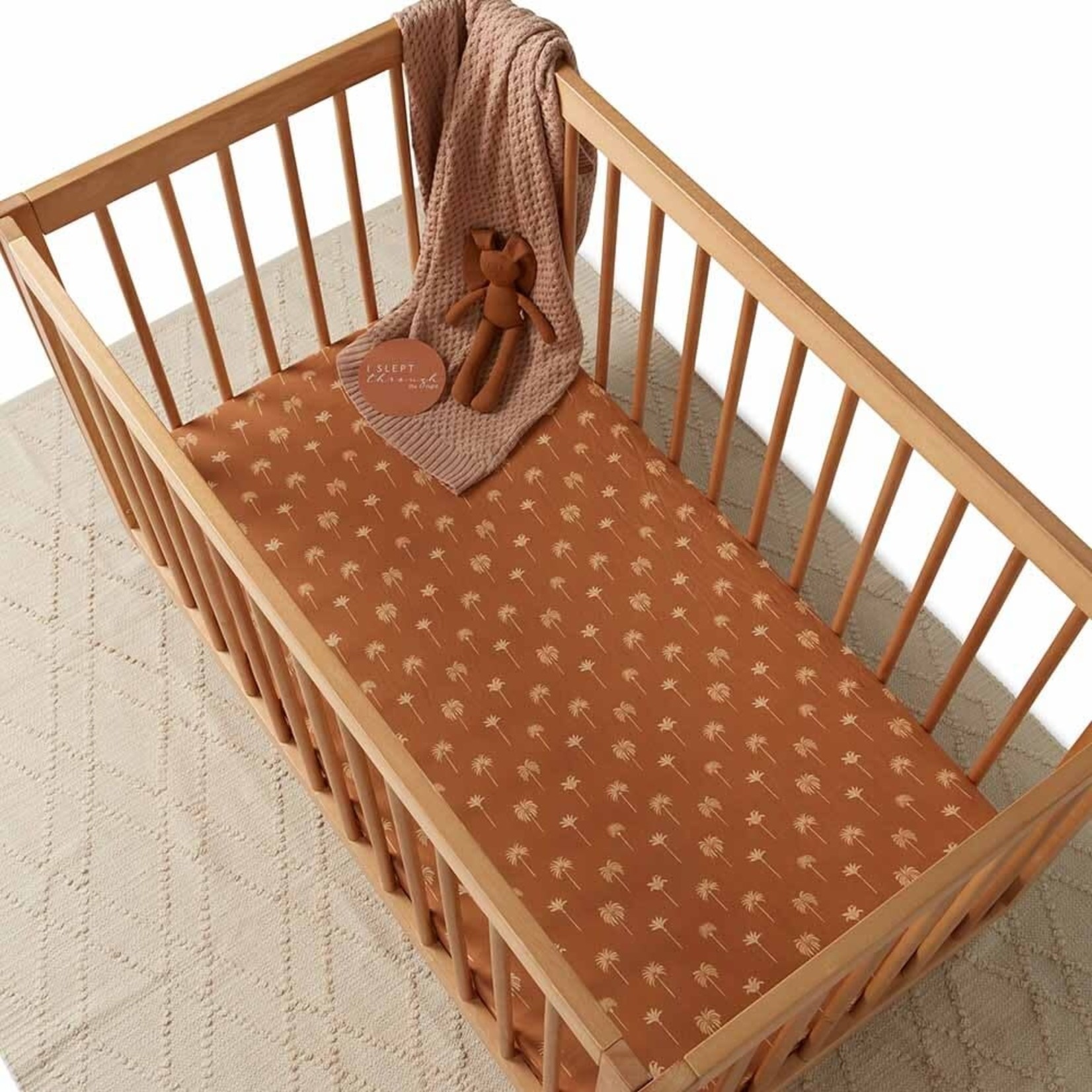 Snuggle Hunny Fitted Cot Sheet Bronze Palm