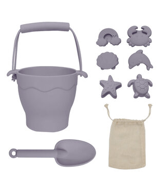 Living Textiles Playground Silicone 8pc Bucket & Spade Set-Lilac