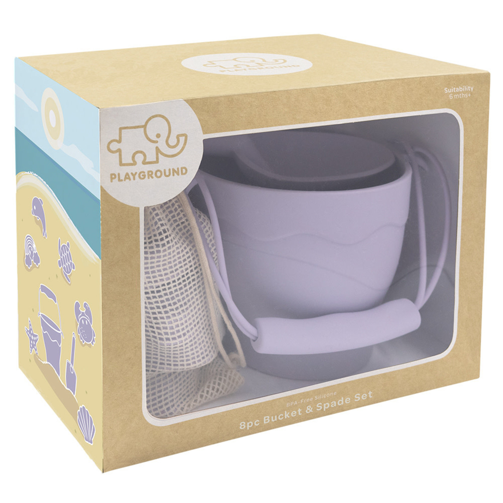 Living Textiles Playground Silicone 8pc Bucket & Spade Set-Lilac