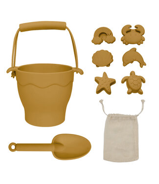 Living Textiles Playground Silicone 8pc Bucket & Spade Set-Sunshine