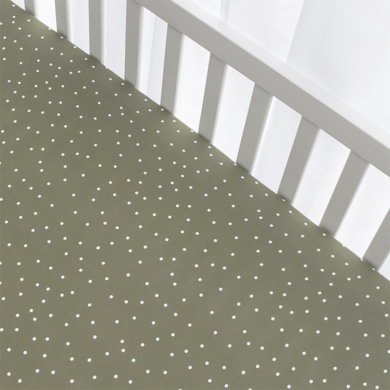 Living Textiles 2pk Cot Fitted Sheets-Forest Retreat/Olive Dots