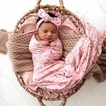 Snuggle Hunny Baby Jersey Wrap & Topknot Set Pink Wattle