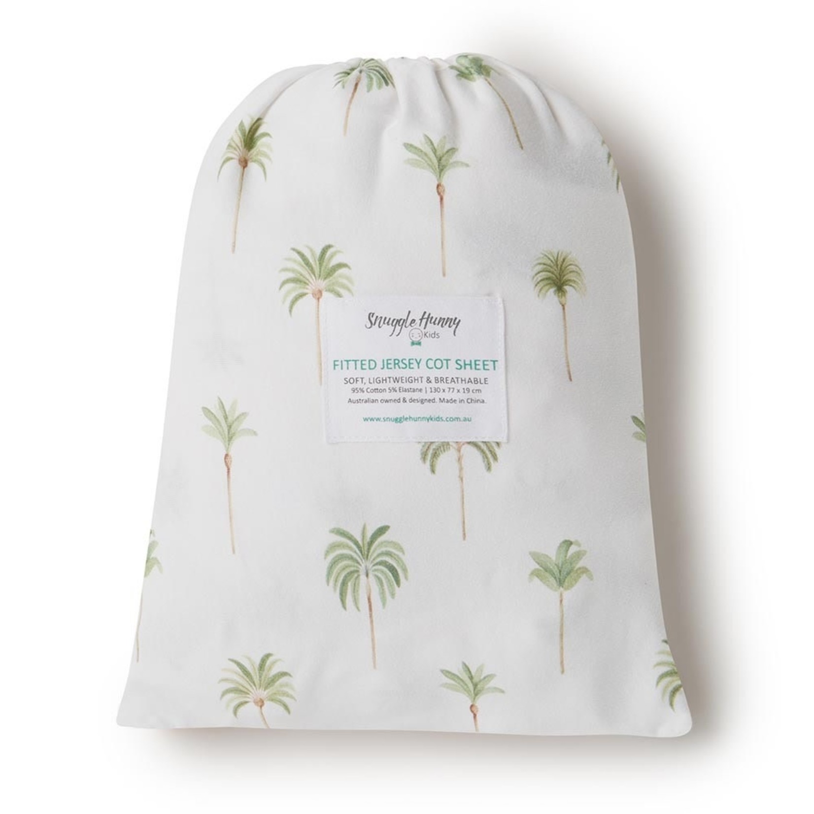 Snuggle Hunny Fitted Cot Sheet Green Palm