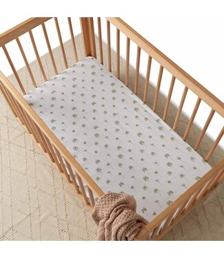 Snuggle Hunny Fitted Cot Sheet Green Palm