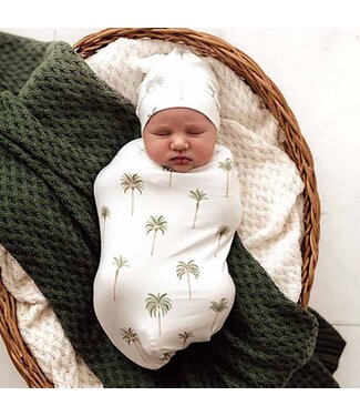 Snuggle Hunny Snuggle Swaddle & Beanie Set-Green Palm