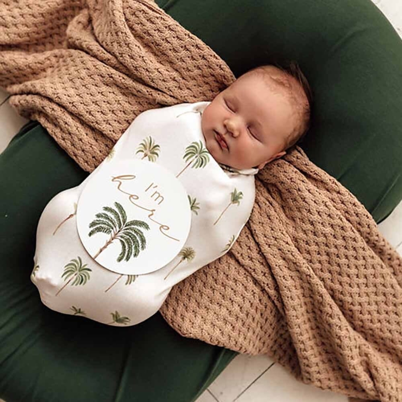 Snuggle Hunny Snuggle Swaddle & Beanie Set-Green Palm