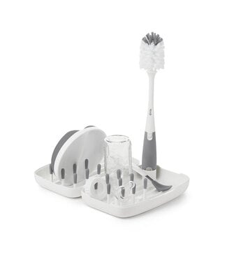 OXO Tot ON THE GO DRYING RACK & BOTTLE BRUSH GREY