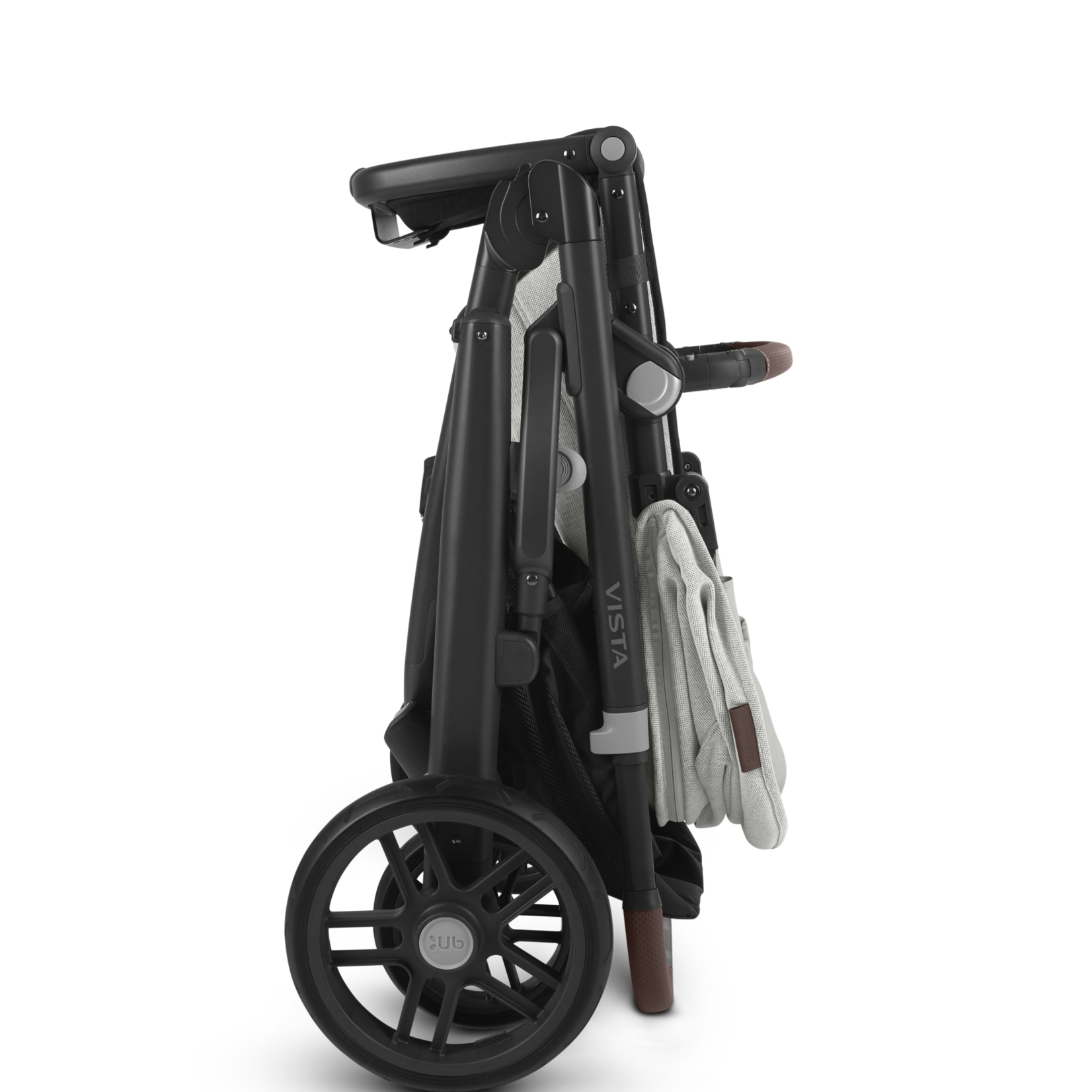 Uppababy VISTA V2 Stroller With Bassinet - ANTHONY (white & grey chenille/carbon/chestnut leather)