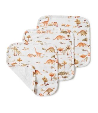 Snuggle Hunny Organic Wash Cloths(3 Pack)-Dino