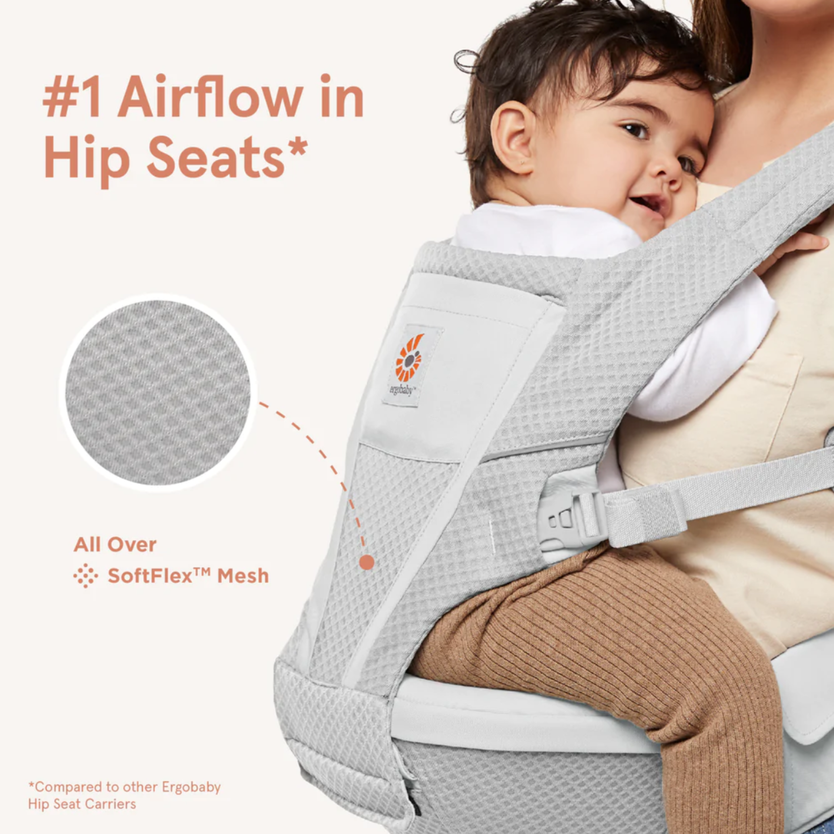 ERGOBABY ALTA HIP SEAT BABY CARRIER - PEARL GREY