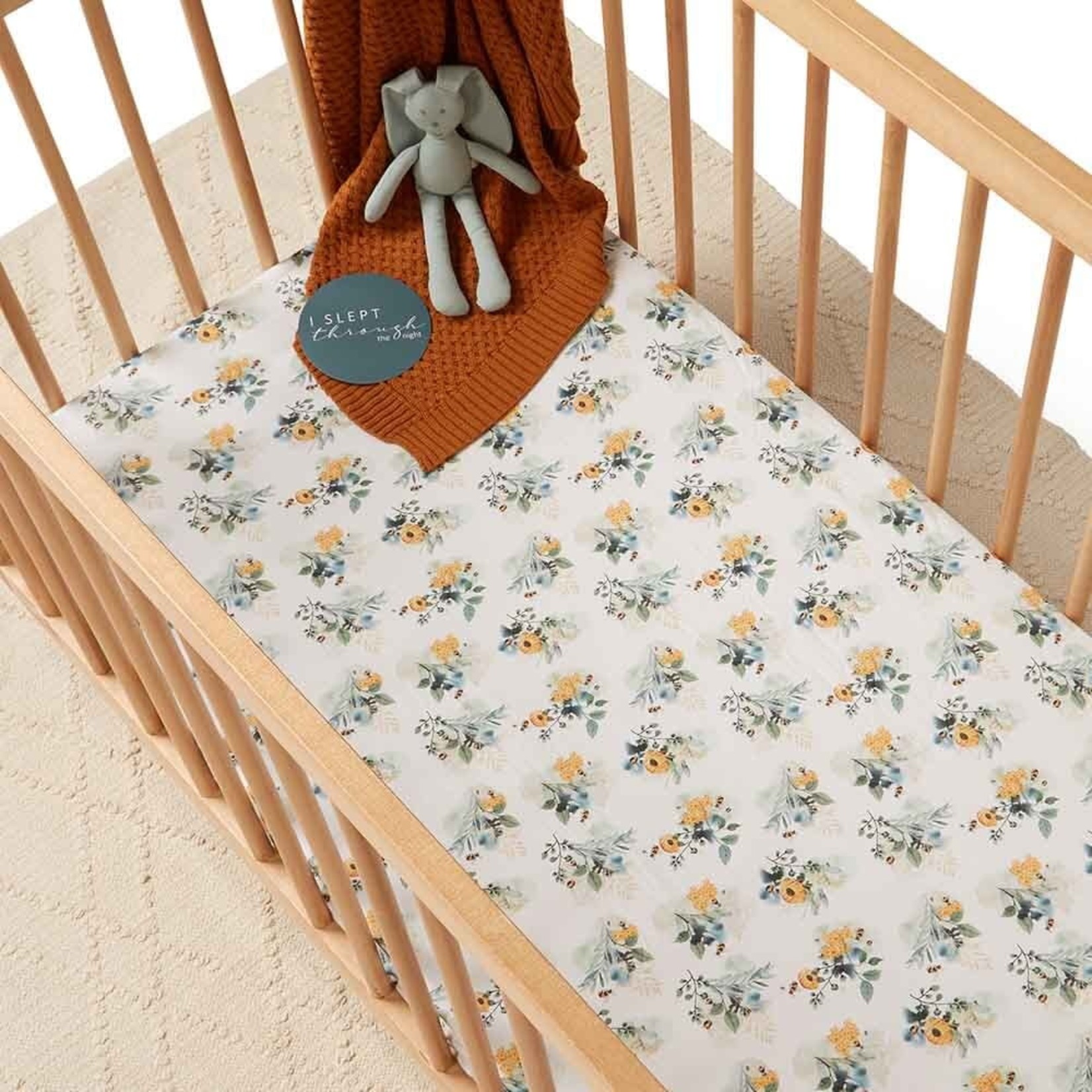 Snuggle Hunny Fitted Cot Sheet-Garden Bee