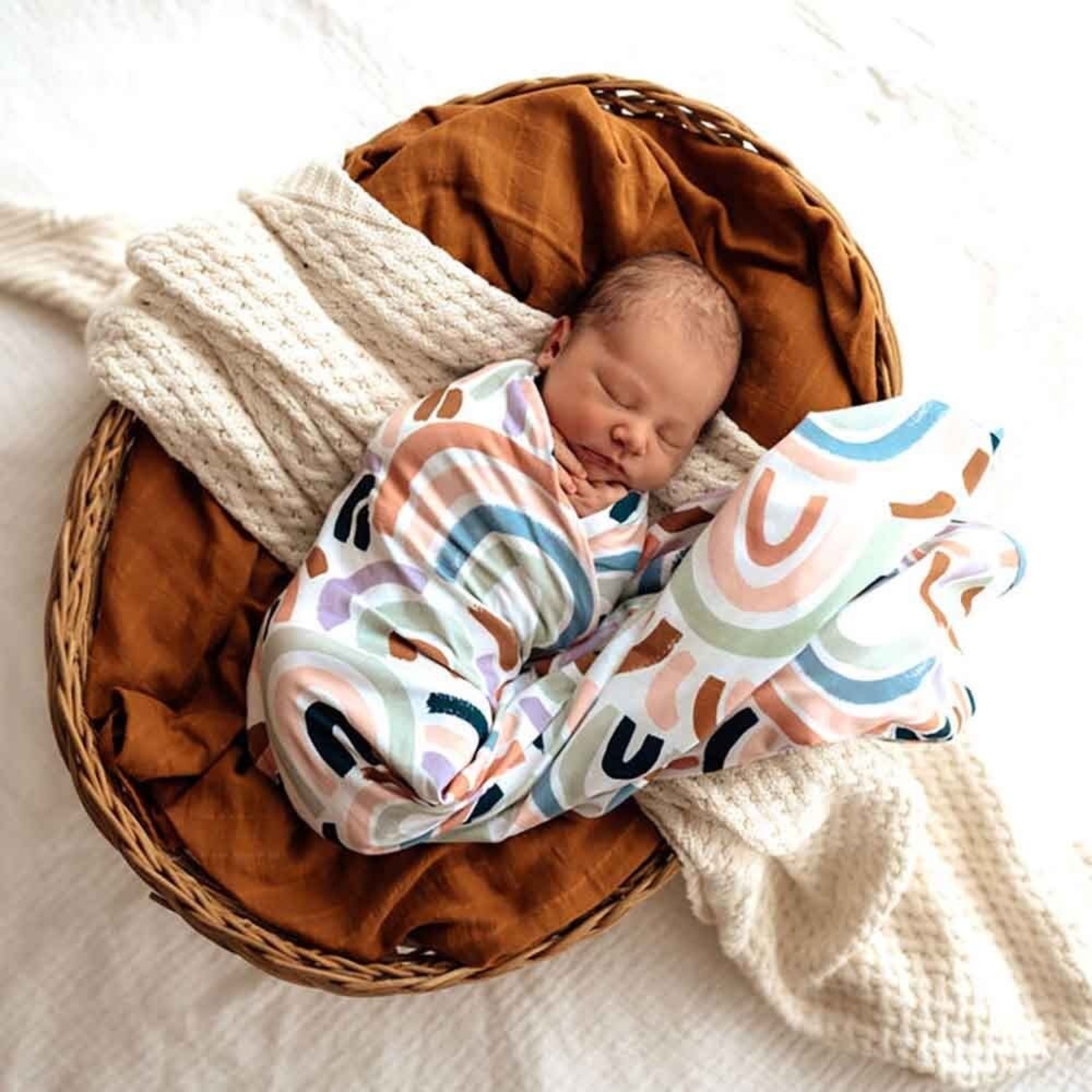 Snuggle Hunny Baby Jersey Wrap & Beanie Set-Rainbow Baby