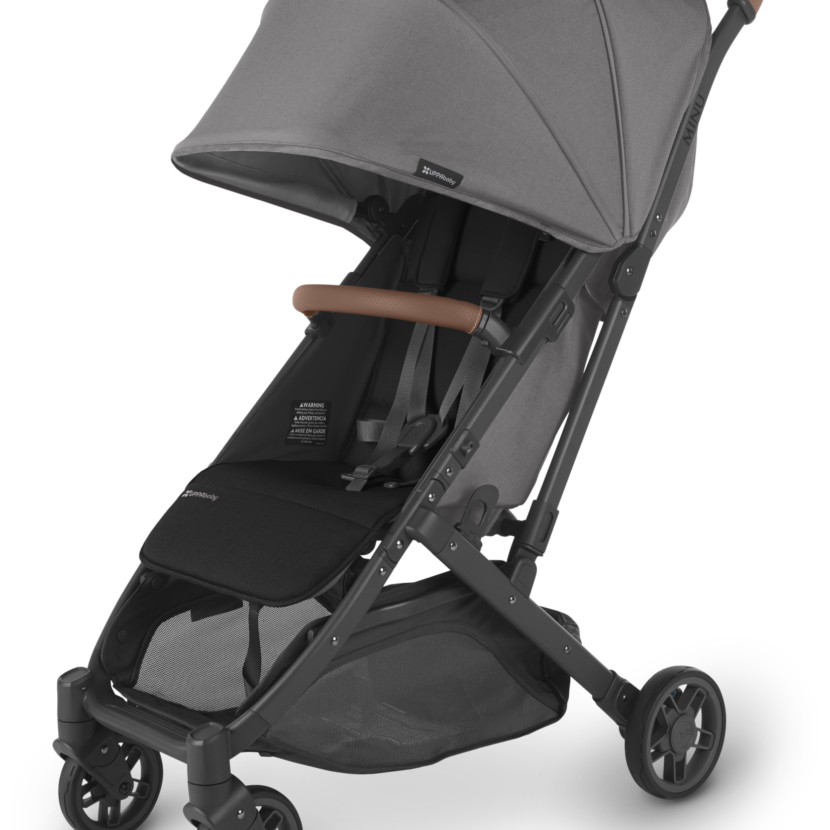 Uppababy MINU V2 Stroller - Charcoal Melange/Carbon/Saddle Leather (Greyson)