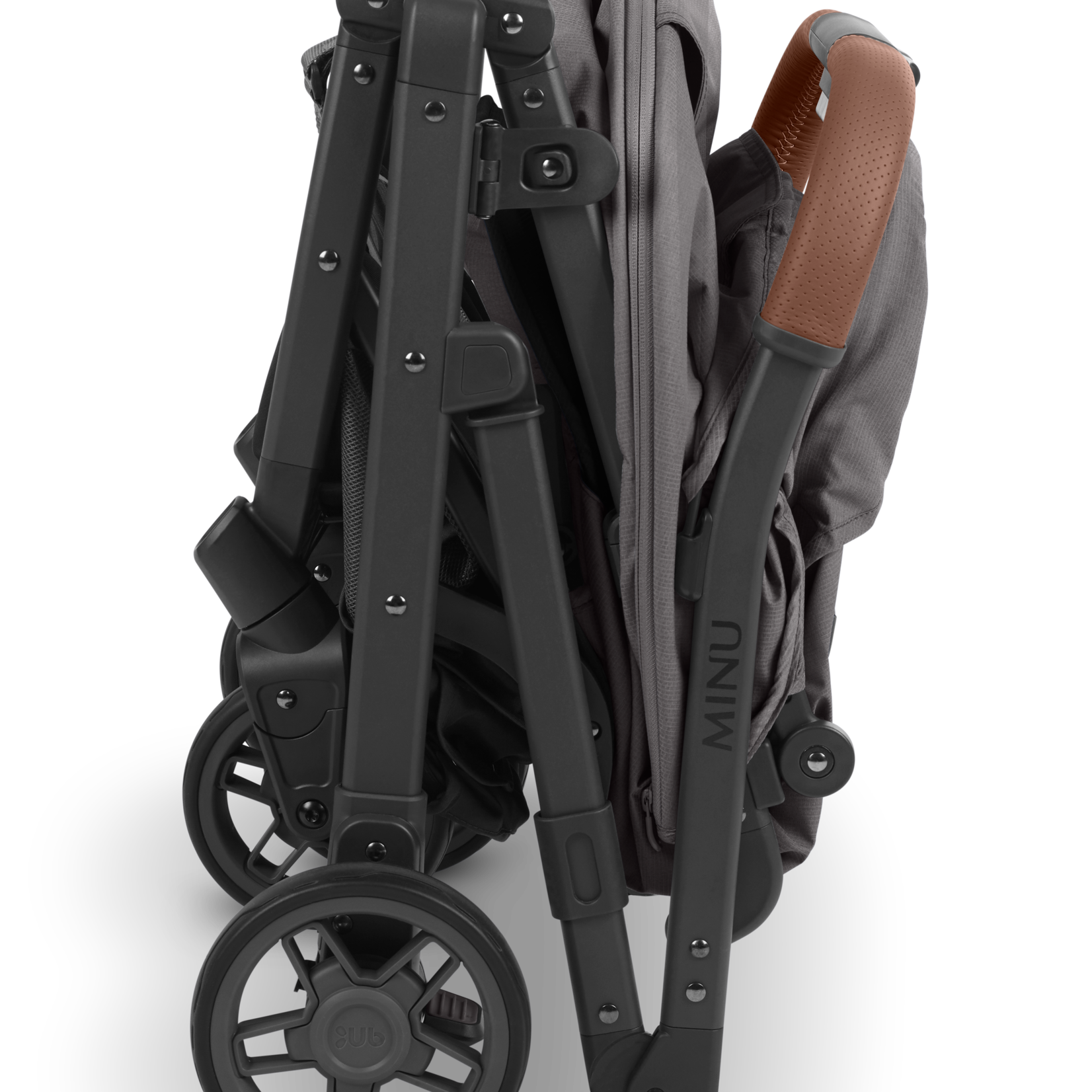 Uppababy MINU V2 Stroller - Charcoal Melange/Carbon/Saddle Leather (Greyson)