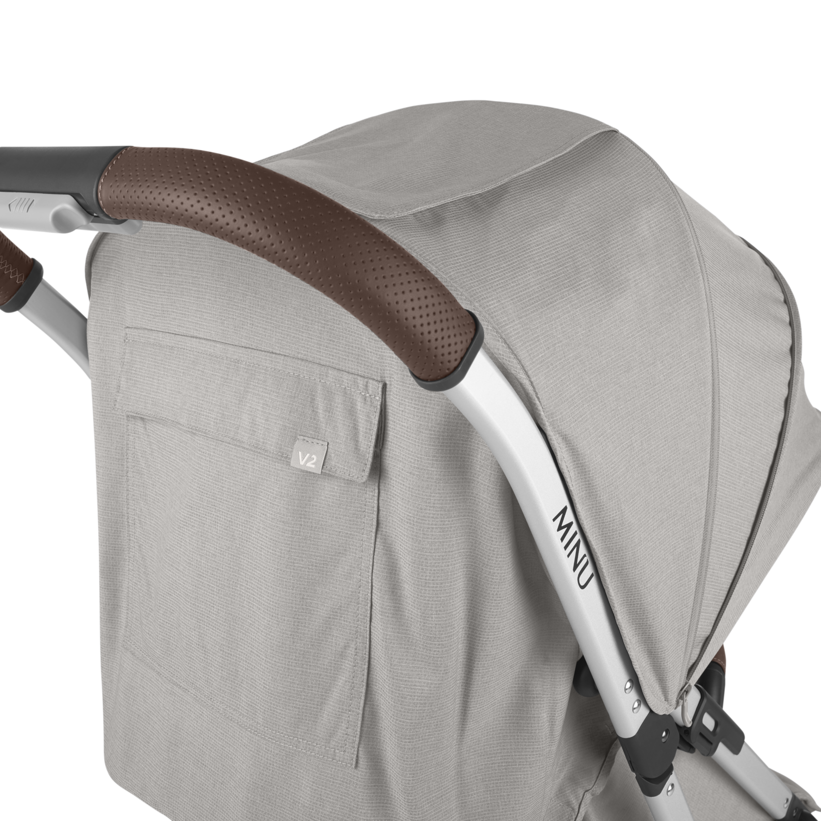 Uppababy MINU V2 Stroller - Grey Melange/Silver/Chestnut Leather (Stella)