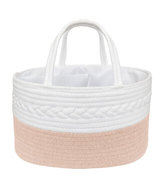 Living Textiles Living Textiles 100% Cotton Rope Nappy Caddy  with divider-White/Blush