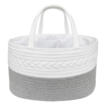 Living Textiles Living Textiles 100% Cotton Rope Nappy Caddy  with divider-White/Grey