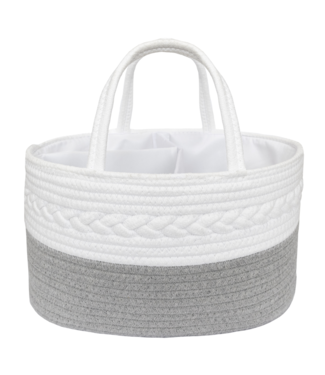 Living Textiles Living Textiles 100% Cotton Rope Nappy Caddy  with divider-White/Grey