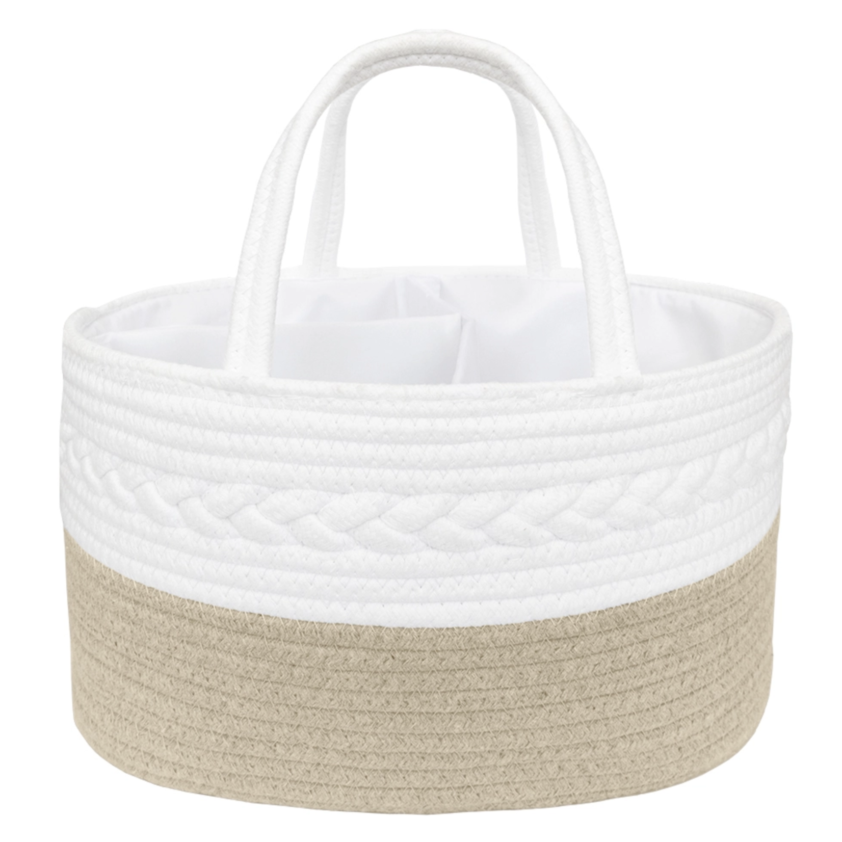 Living Textiles Living Textiles 100% Cotton Rope Nappy Caddy  with divider-White/Natural