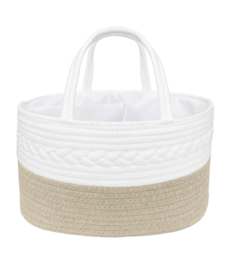 Living Textiles Living Textiles 100% Cotton Rope Nappy Caddy  with divider-White/Natural