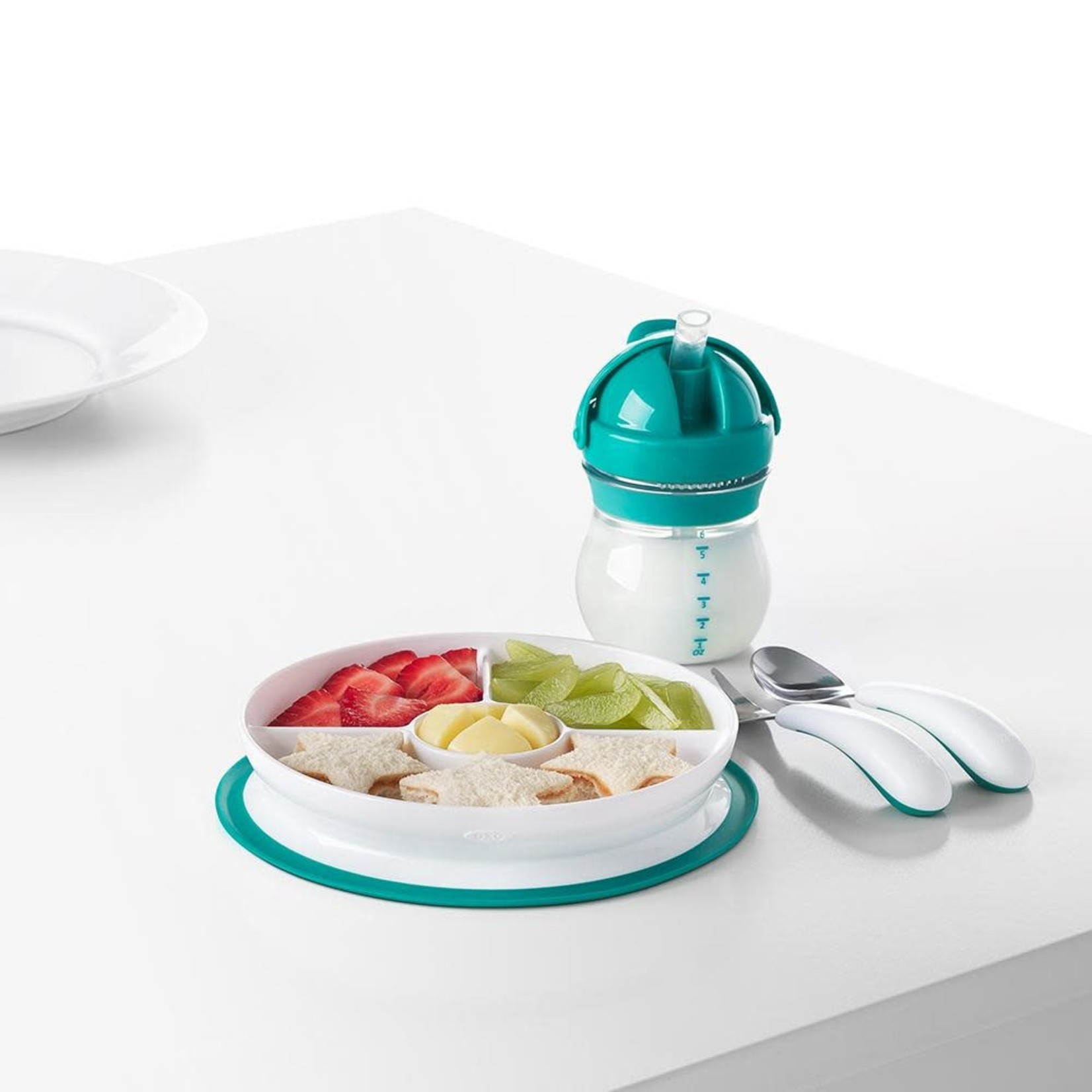 OXO Tot STICK & STAY DIVIDED PLATE TEAL