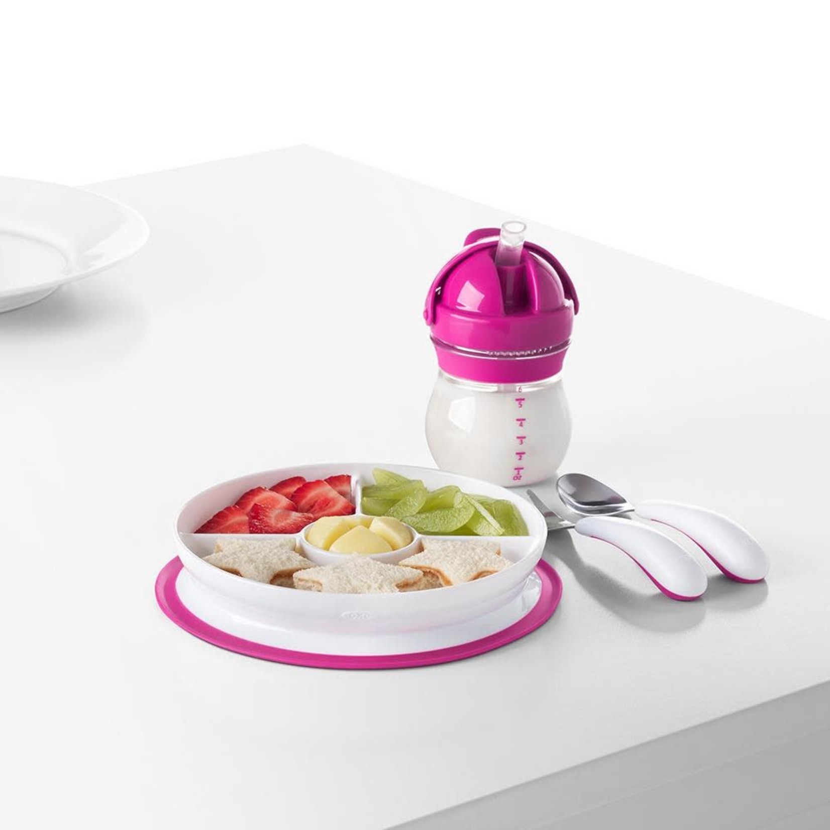 OXO Tot STICK & STAY DIVIDED PLATE PINK