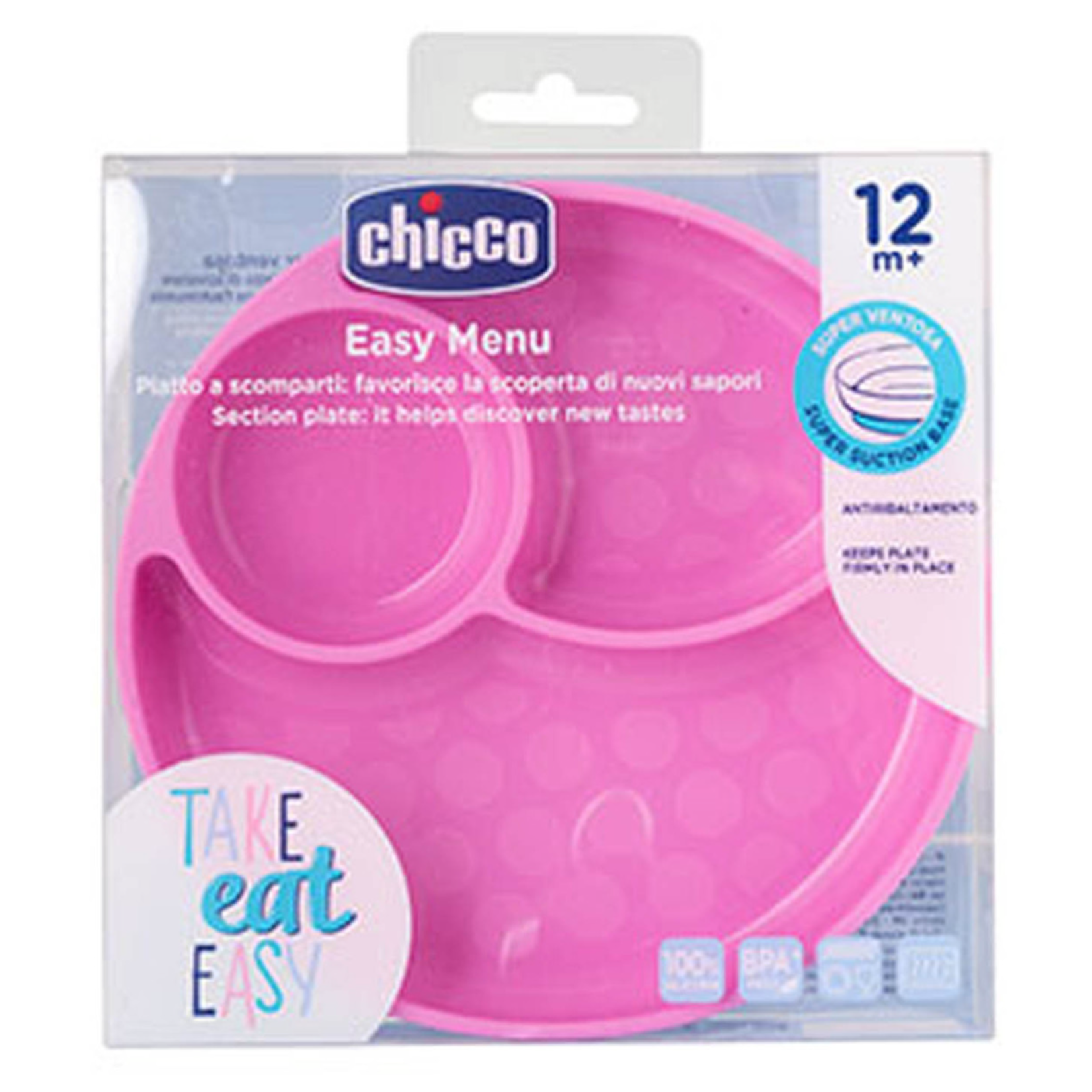 Chicco Silicone Divided Plate 12m+ Pink