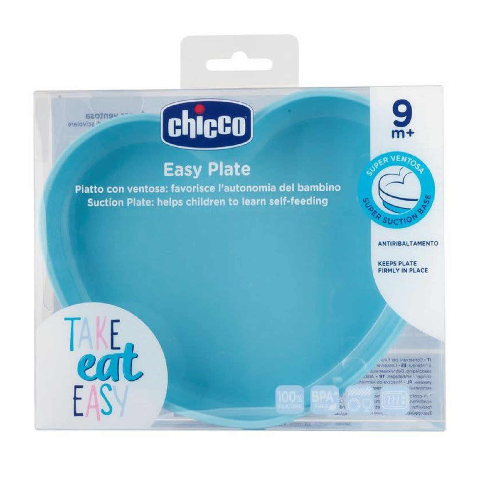 Chicco Silicone Heart Shaped Plate 9m+ Teal