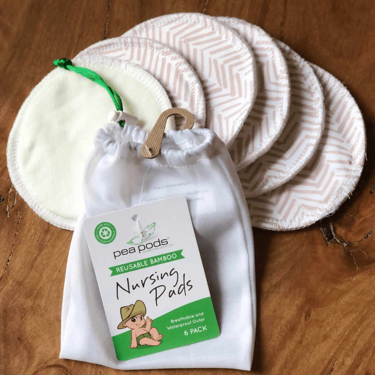 Pea Pods Bamboo Nursing Pads RUSTIC LINES Whole Bubs