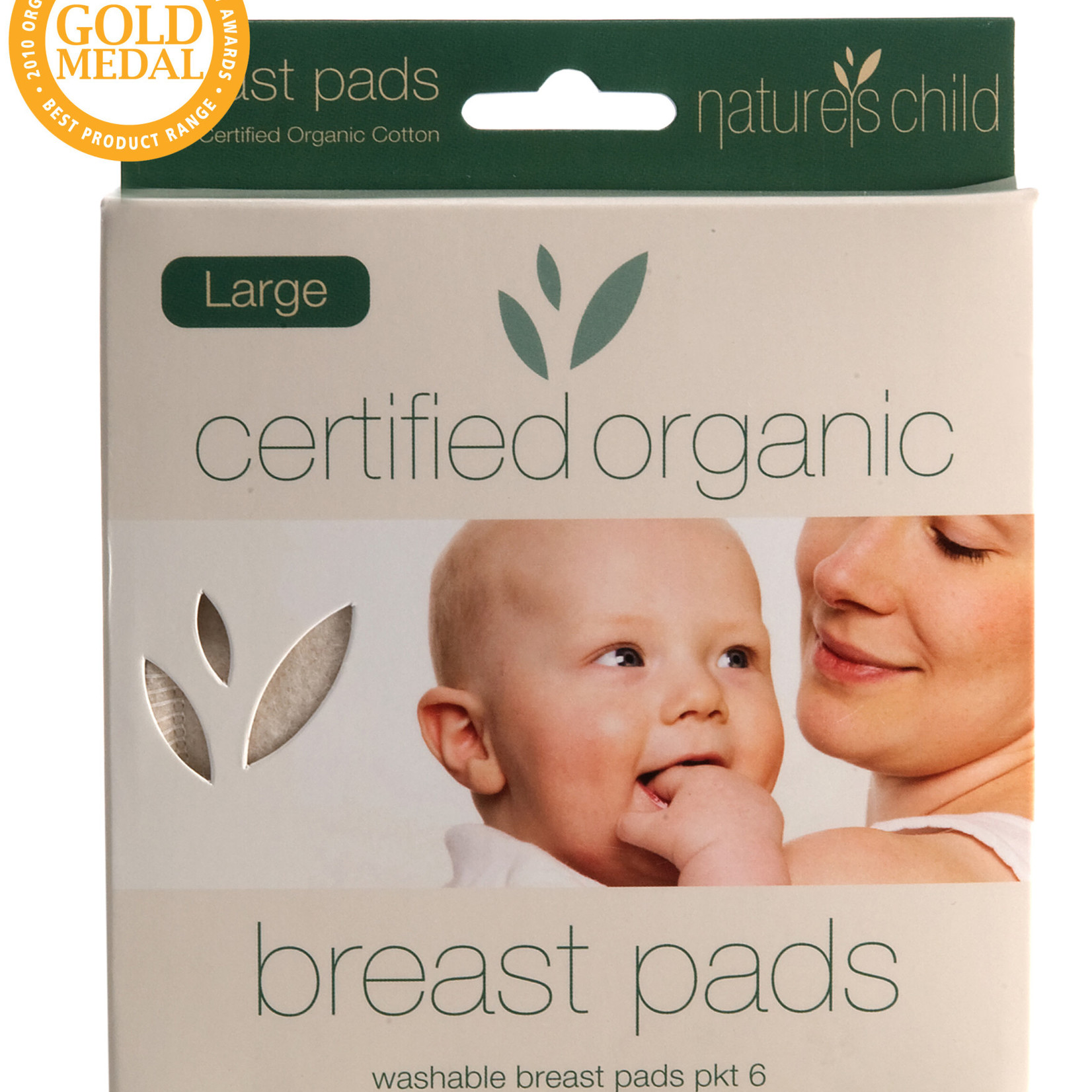 Nature’s child Certified Organic Cotton Breast Pads-6 Pack Large