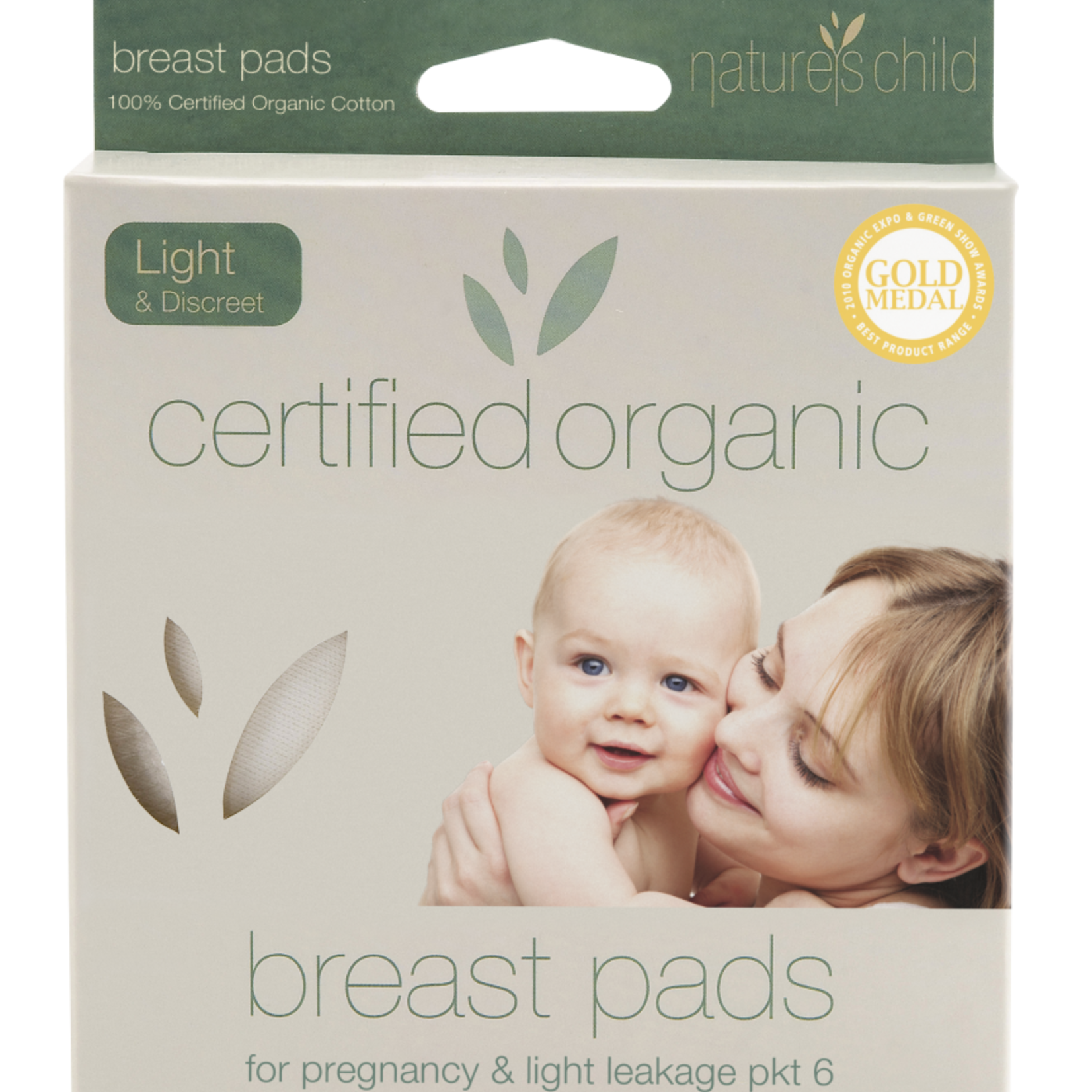 Nature’s child Certified Organic Cotton Breast Pads-6 Pack Light